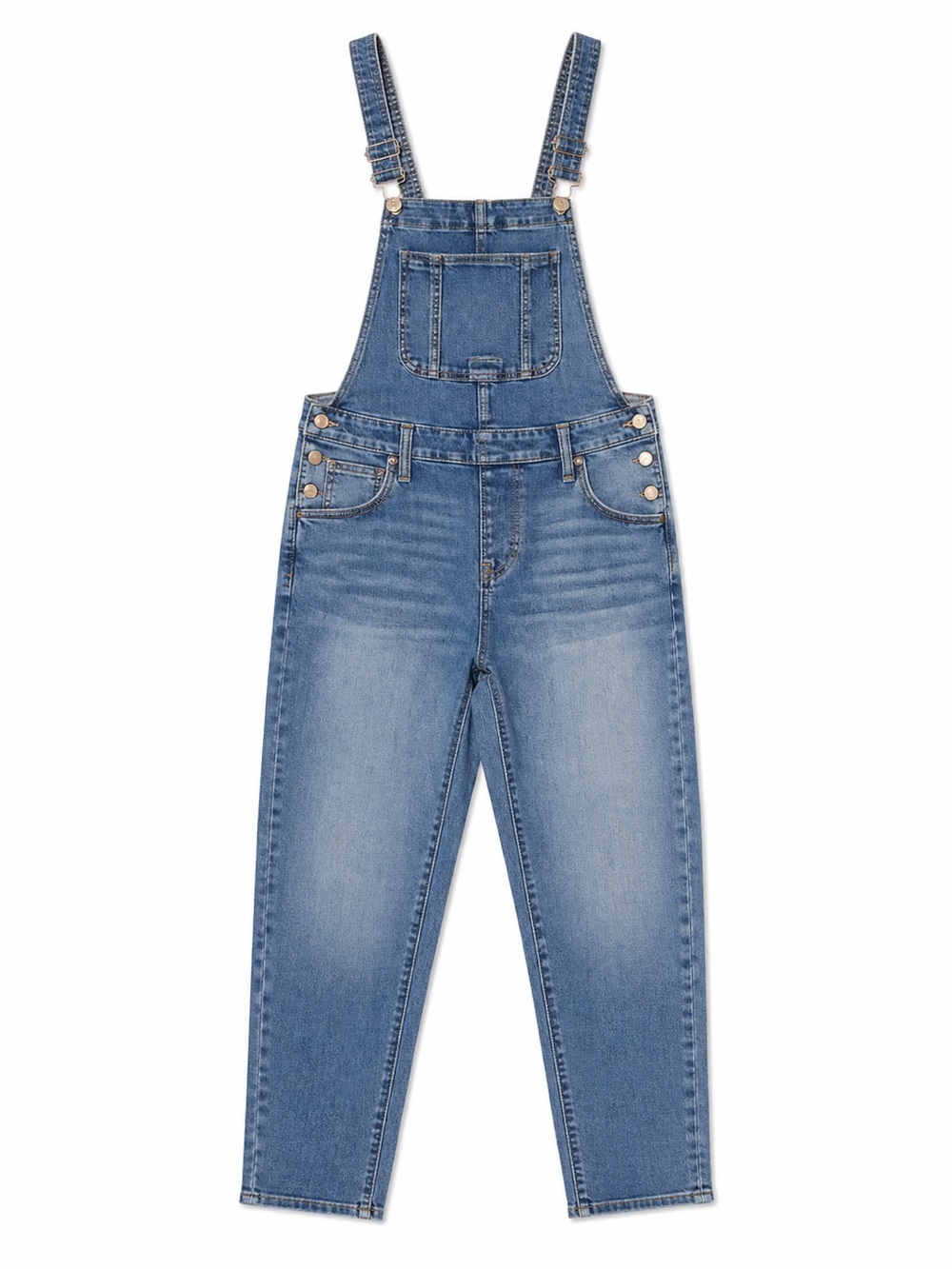 High-Rise Raw Hem Taper Denim Overalls | $40 MSRP